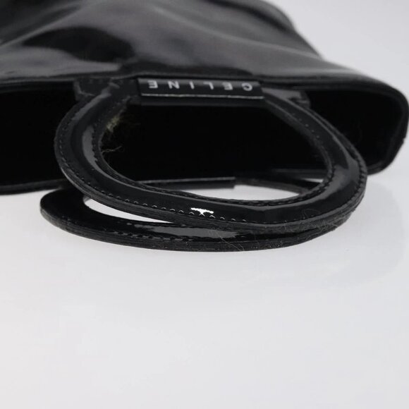 CELINE Macadam Canvas Hand Bag Enamel Black - Picture 7 of 15